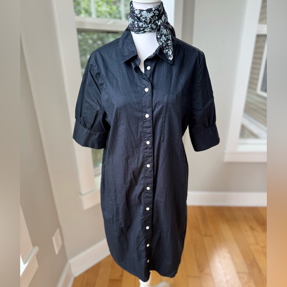 Old Navy Dresses & Skirts - Old Navy Black Cotton Short Sleeve Button Down Shirt Dress French Style Medium